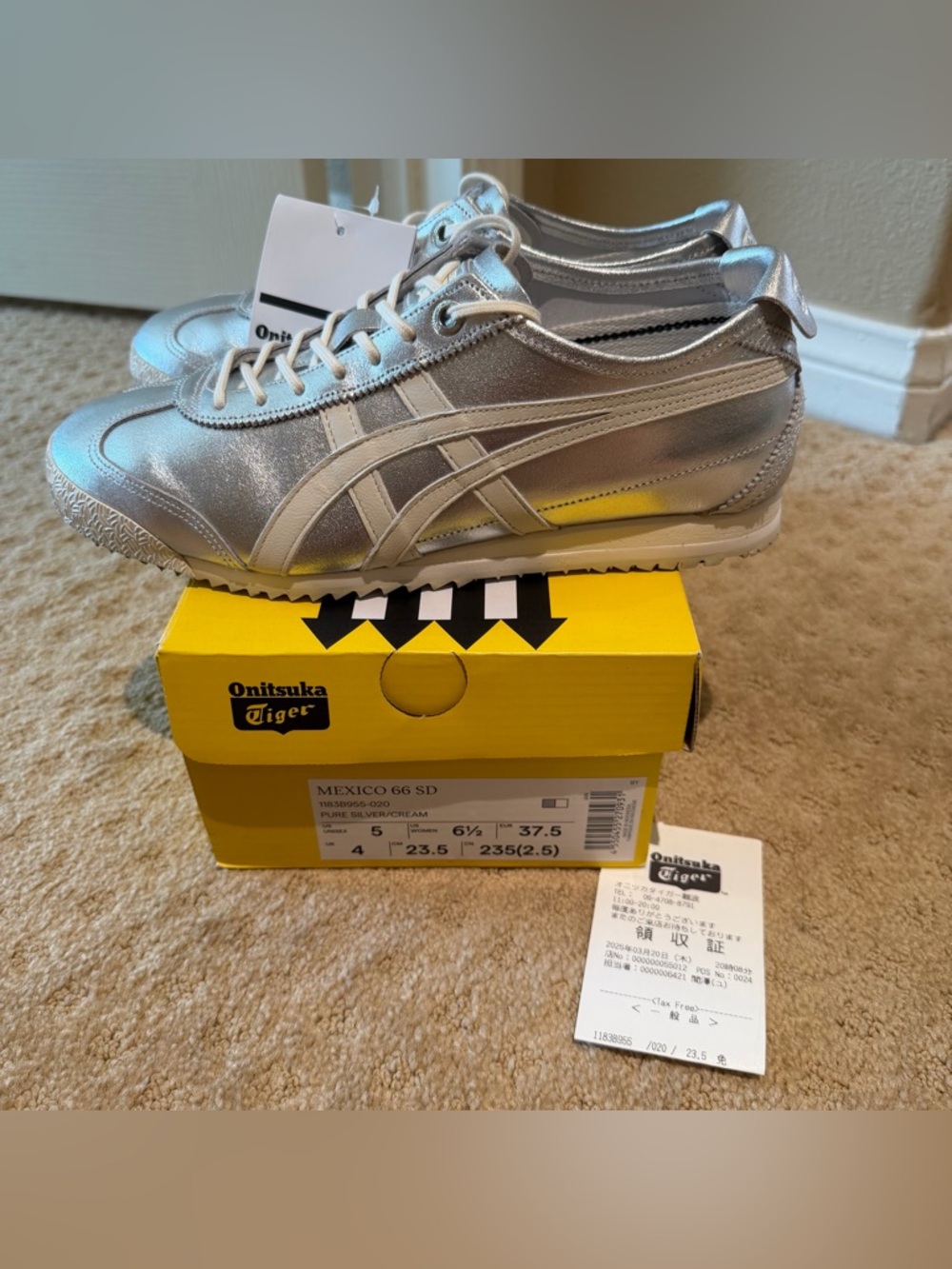 Onitsuka Tiger Mexico 66 SD sneakers/trainers in pure silver/cream color way - Picture 9 of 9
